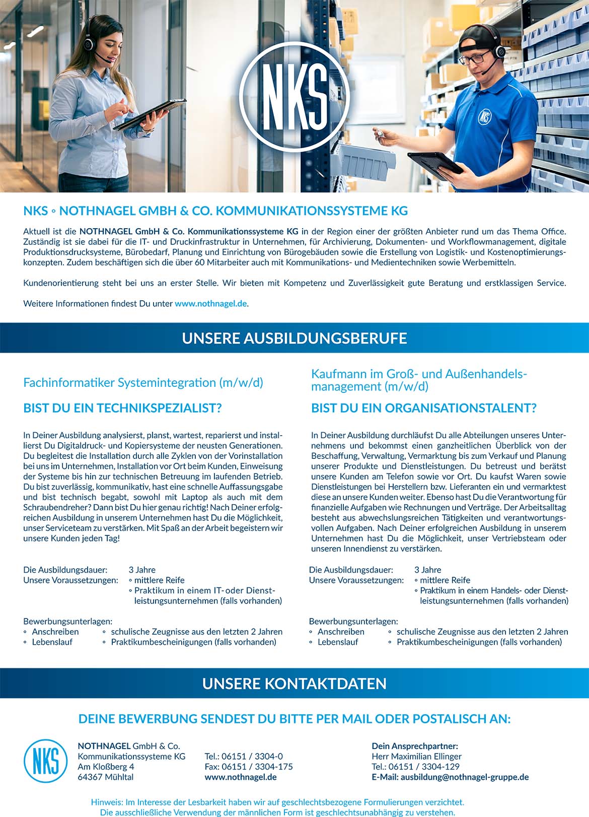 Ausbildungsplakat: NOTHNAGEL GmbH & Co. Kommunikationssysteme KG