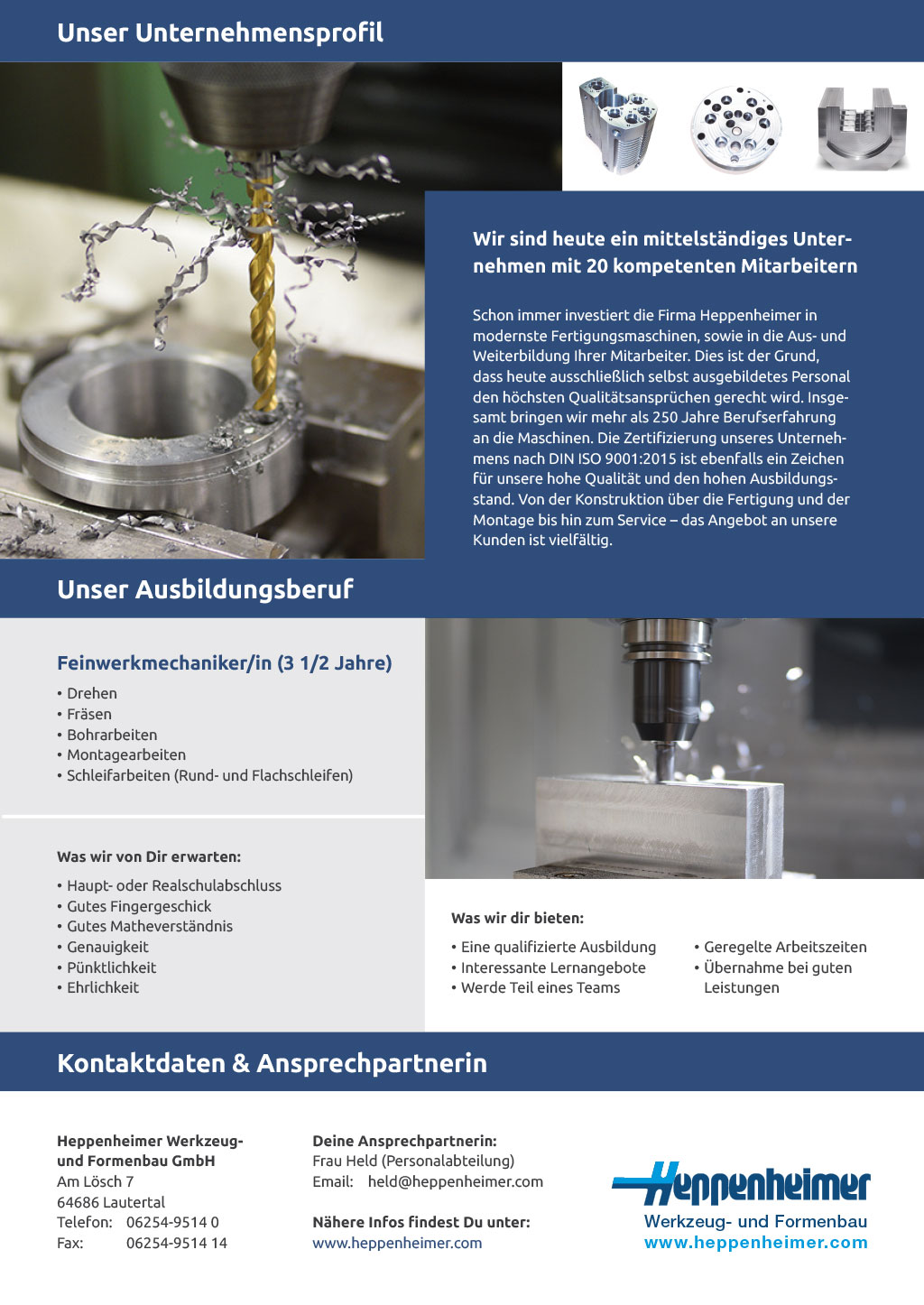 Ausbildungsplakat: Heppenheimer Werkzeug- und Formenbau GmbH