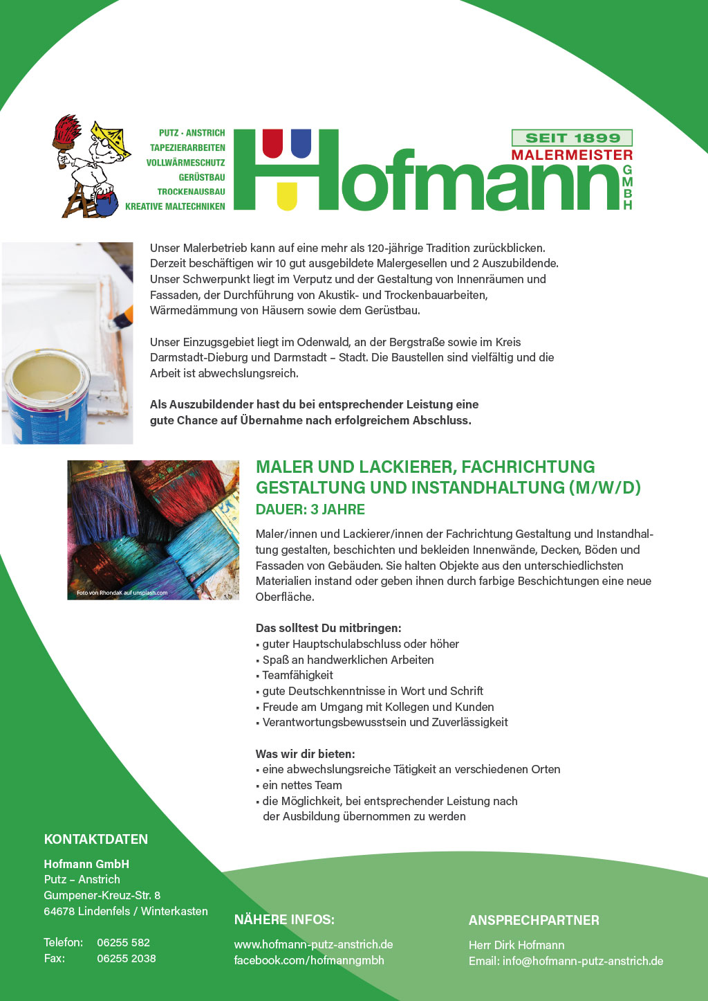 Ausbildungsplakat: Hofmann GmbH