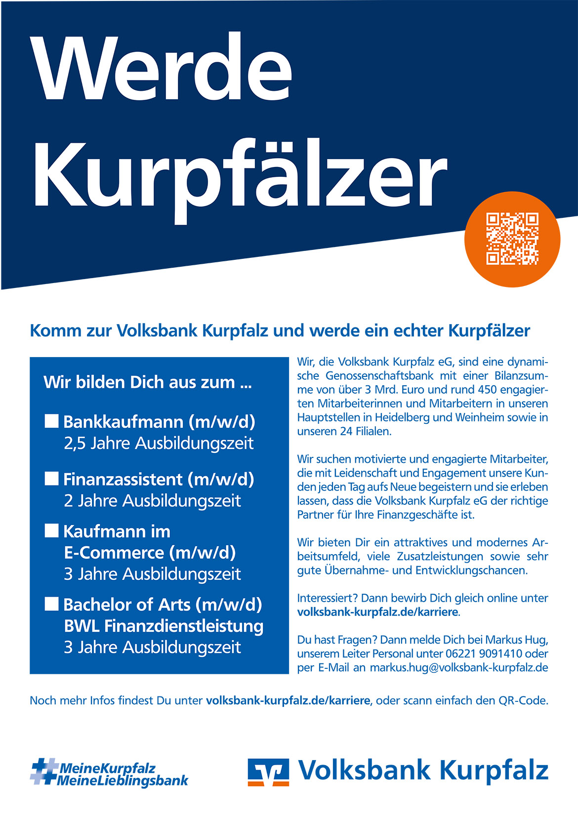Ausbildungsplakat: Volksbank Kurpfalz