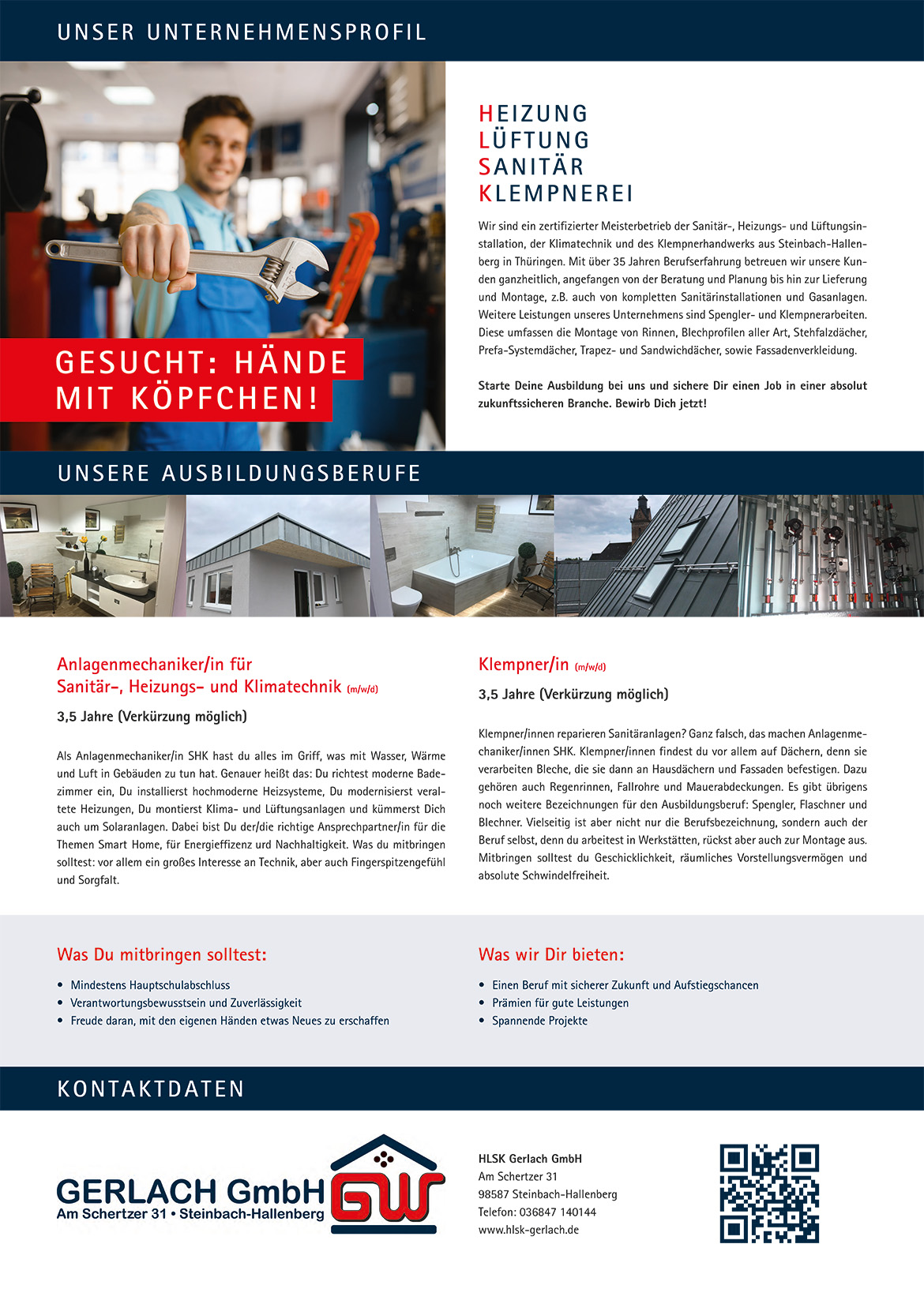 Ausbildungsplakat: HLSK Gerlach GmbH