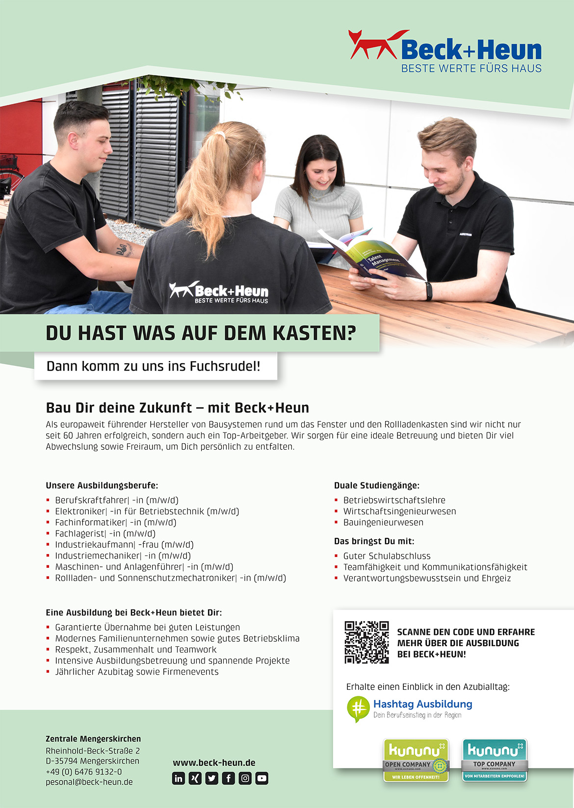 Ausbildungsplakat: Beck+Heun GmbH
