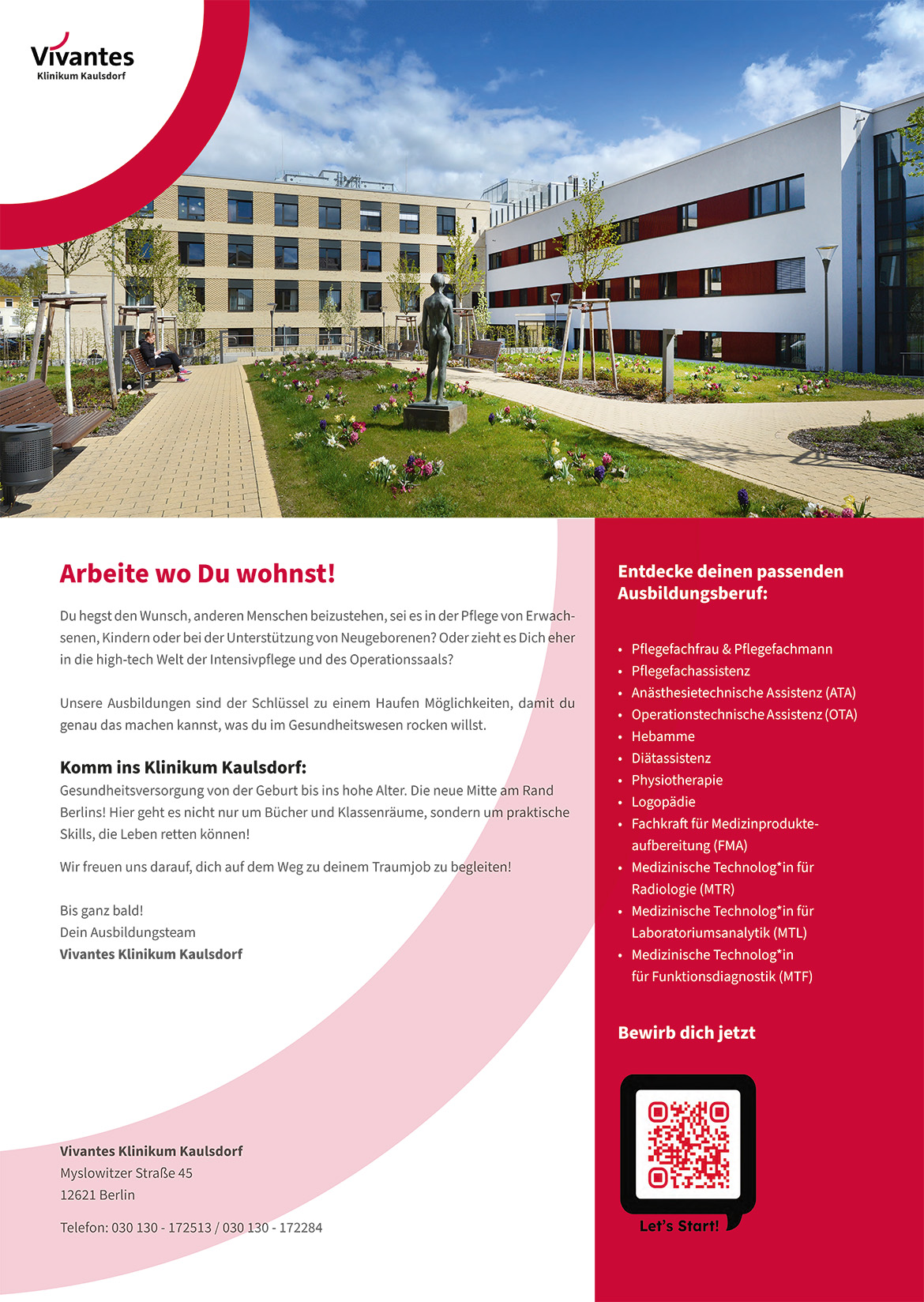 Ausbildungsplakat: Vivantes Klinikum Kaulsdorf